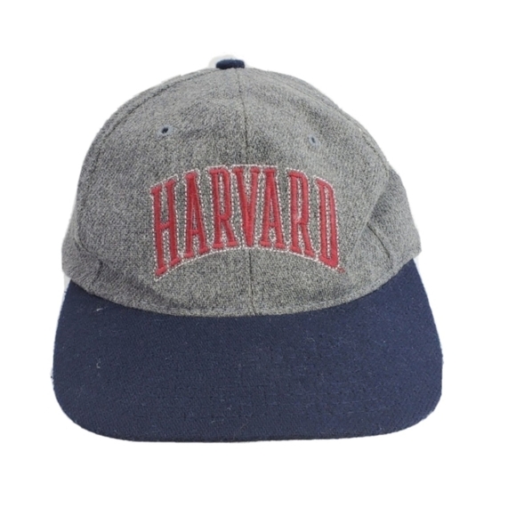 Vtg Broner Harvard Baseball Cap Hat 1-Sz Snapback Gray Blue Red  Logo USA Made - Picture 2 of 10
